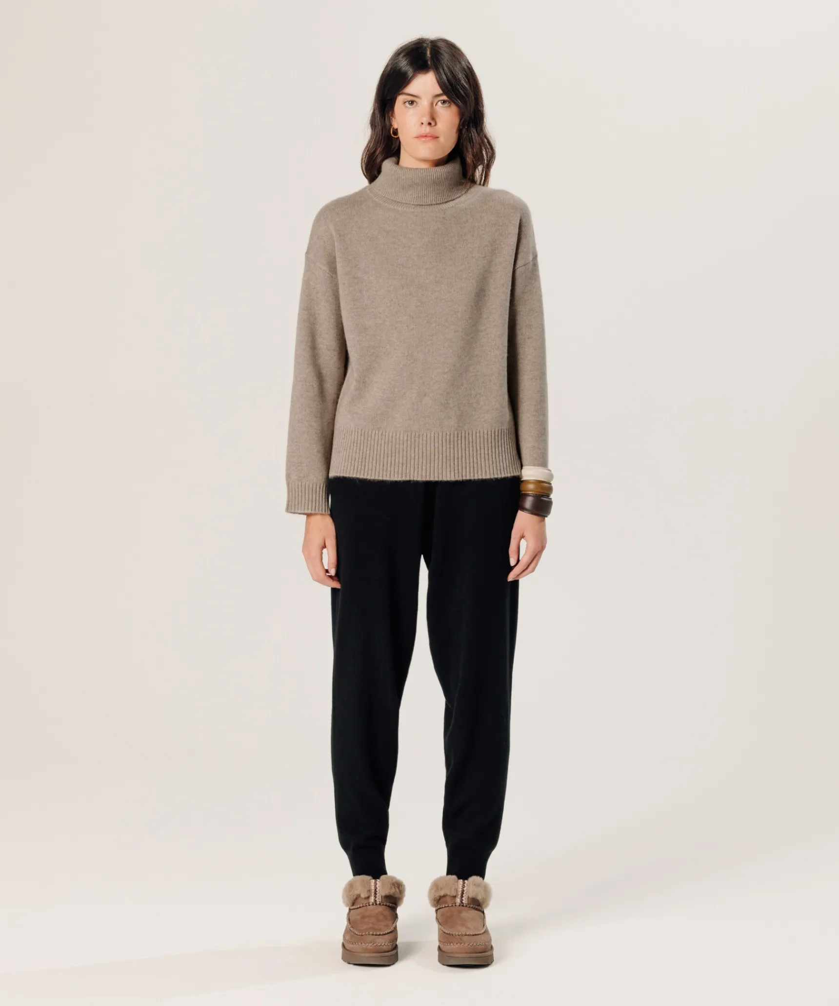 Online Rodier Pull col roulé oversize en cachemire marron taupe