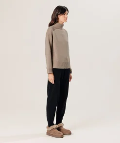Online Rodier Pull col roulé oversize en cachemire marron taupe
