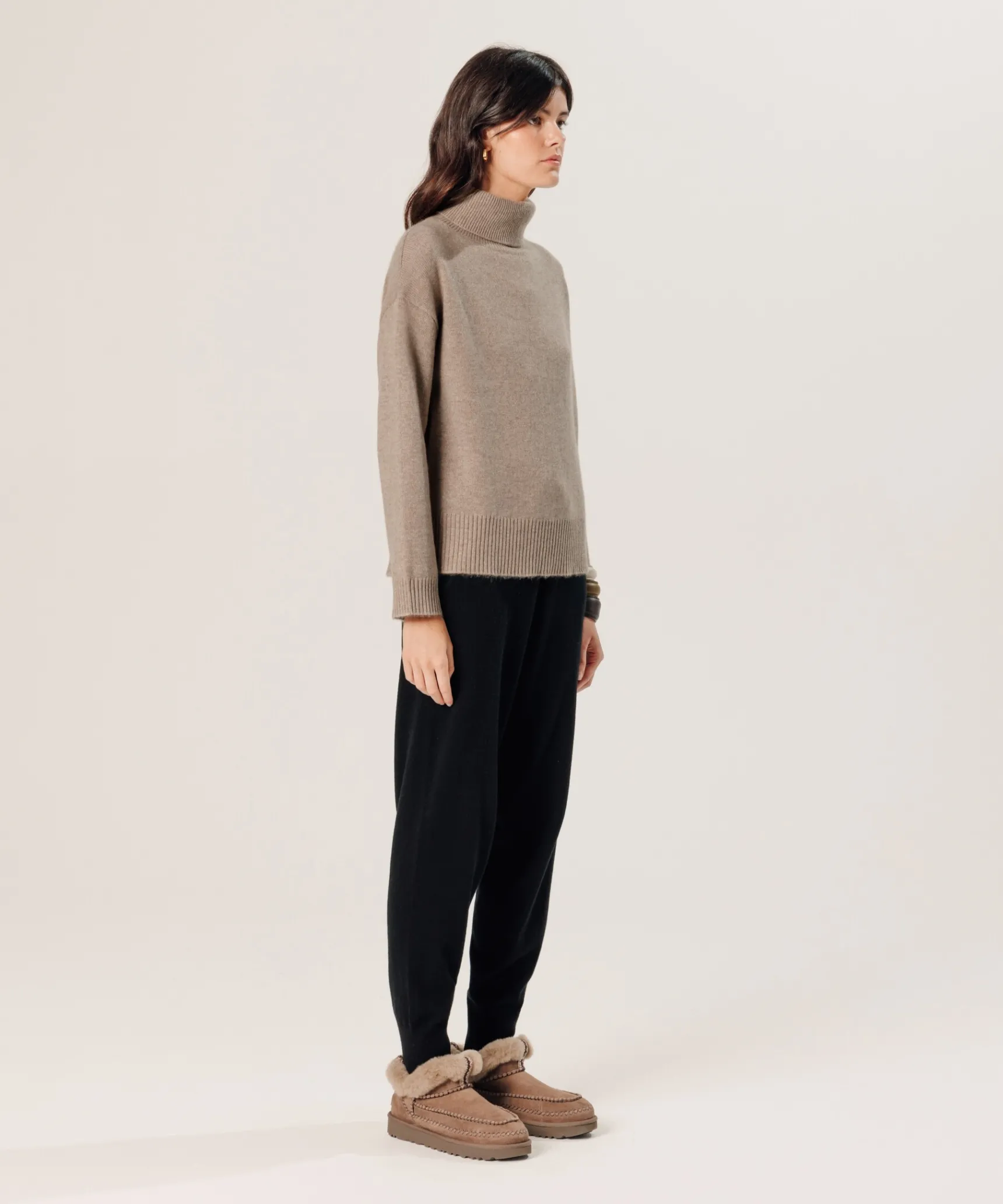 Online Rodier Pull col roulé oversize en cachemire marron taupe