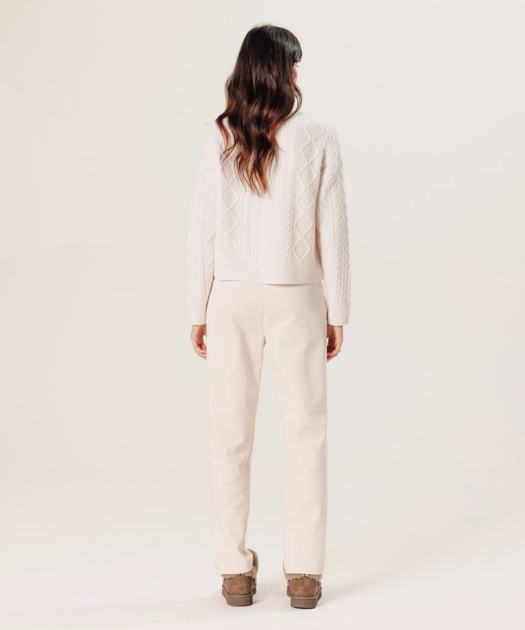 New Rodier Pull col roulé torsadé en cachemire blanc