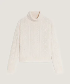 New Rodier Pull col roulé torsadé en cachemire blanc