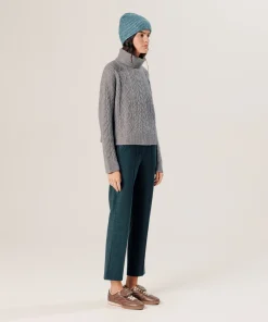 Sale Rodier Pull col roulé torsadé en cachemire gris clair