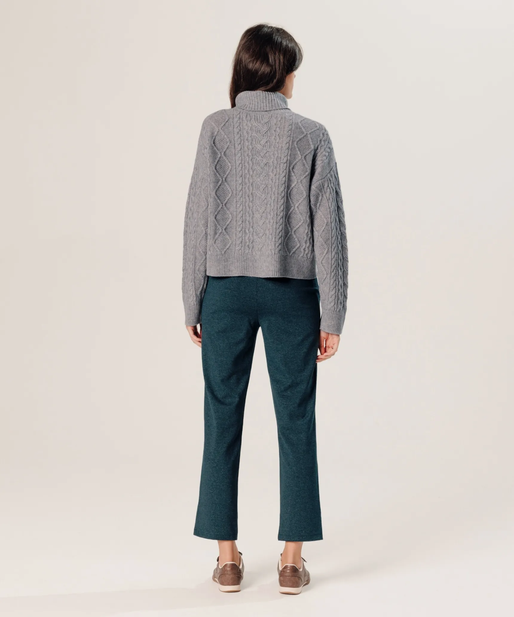 Sale Rodier Pull col roulé torsadé en cachemire gris clair