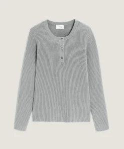 Online Rodier Pull col tunisien en cachemire gris clair