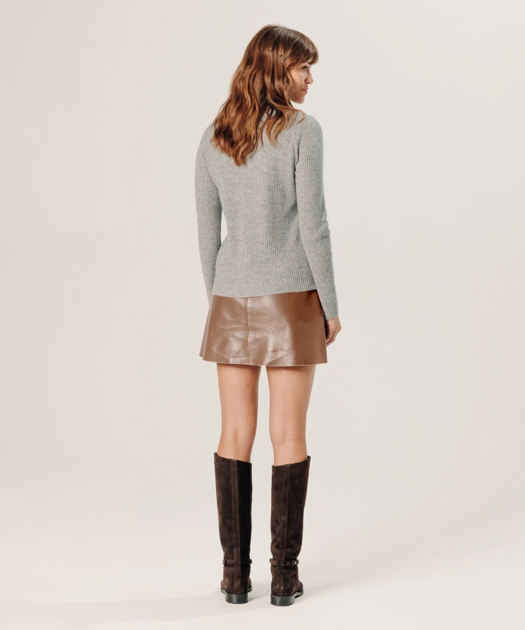 Online Rodier Pull col tunisien en cachemire gris clair