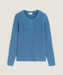 Discount Rodier Pull col tunisien en cachemire bleu azur