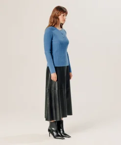 Discount Rodier Pull col tunisien en cachemire bleu azur