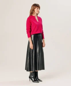 Hot Rodier Pull col tunisien en cachemire rose geranium