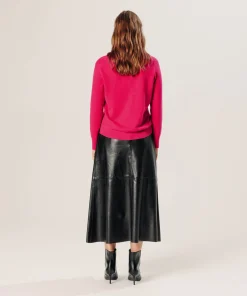 Hot Rodier Pull col tunisien en cachemire rose geranium