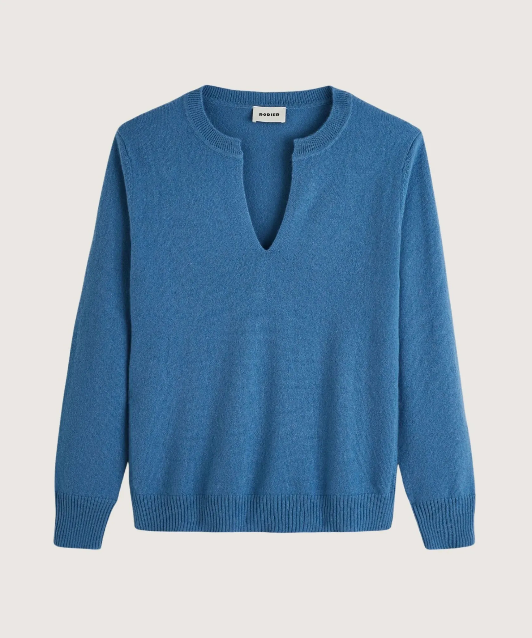 Best Rodier Pull col tunisien en cachemire bleu azur