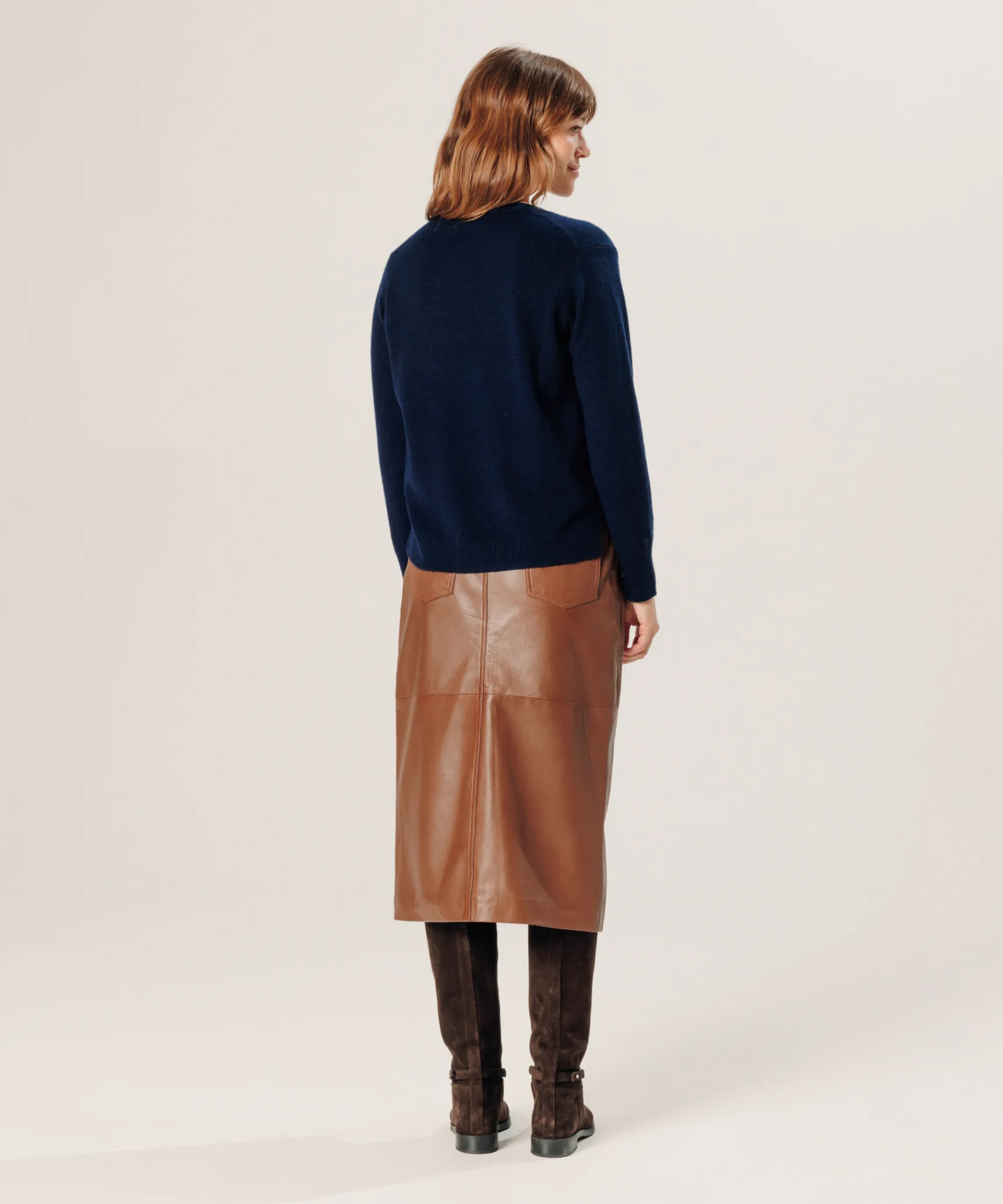 Clearance Rodier Pull col tunisien en cachemire bleu nuit