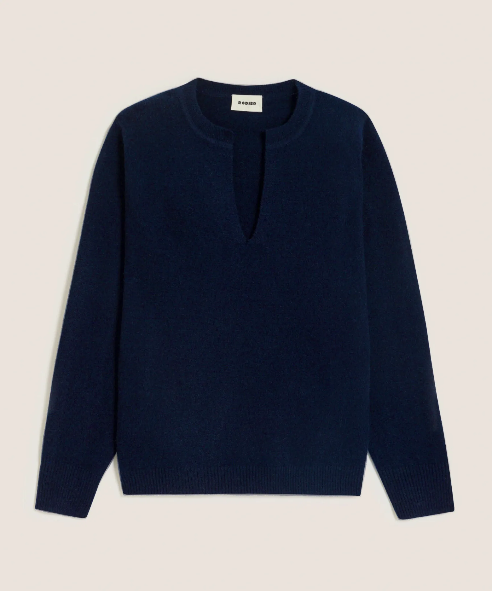 Clearance Rodier Pull col tunisien en cachemire bleu nuit