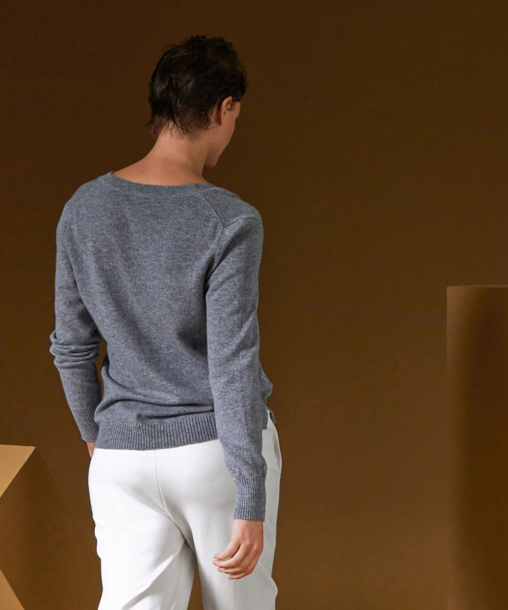 Online Rodier Pull col tunisien en cachemire gris