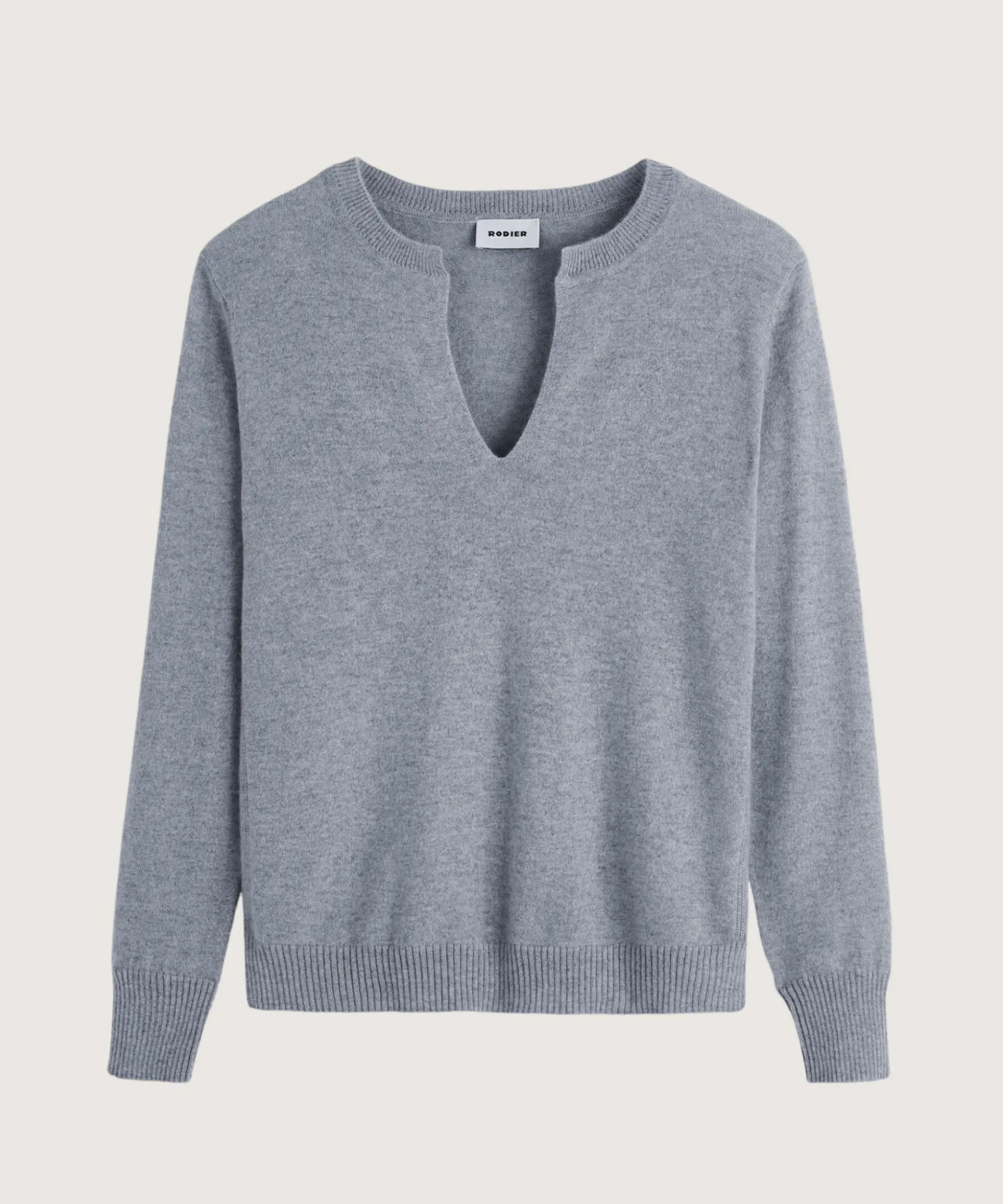 Online Rodier Pull col tunisien en cachemire gris