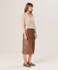 New Rodier Pull col tunisien en cachemire beige