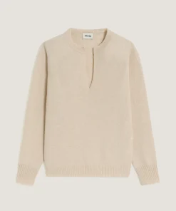 New Rodier Pull col tunisien en cachemire beige
