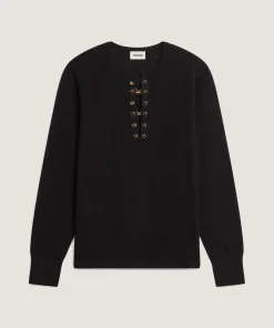 Outlet Rodier Pull col tunisien en laine mérinos noir