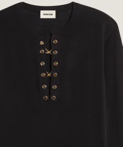 Outlet Rodier Pull col tunisien en laine mérinos noir