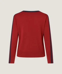 Hot Rodier Pull col V bicolore bleu denim
