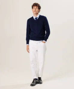 Clearance Rodier Pull col V en cachemire bleu nuit