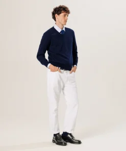 Clearance Rodier Pull col V en cachemire bleu nuit