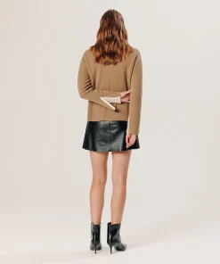 Sale Rodier Pull col V en cachemire marron camel