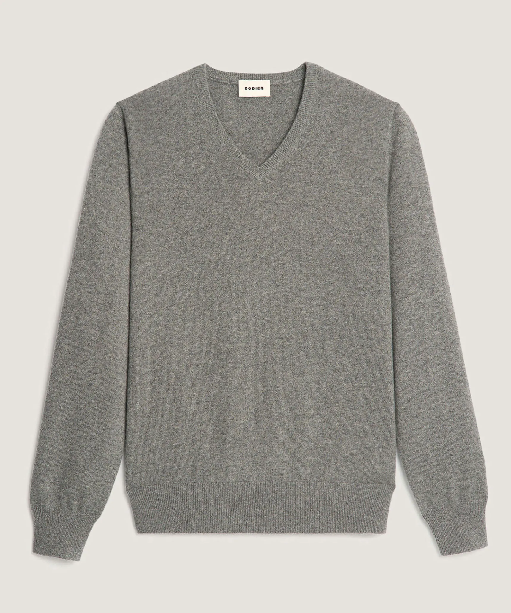 Clearance Rodier Pull col V en cachemire gris moyen
