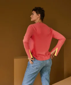 Online Rodier Pull col V en cachemire orange corail