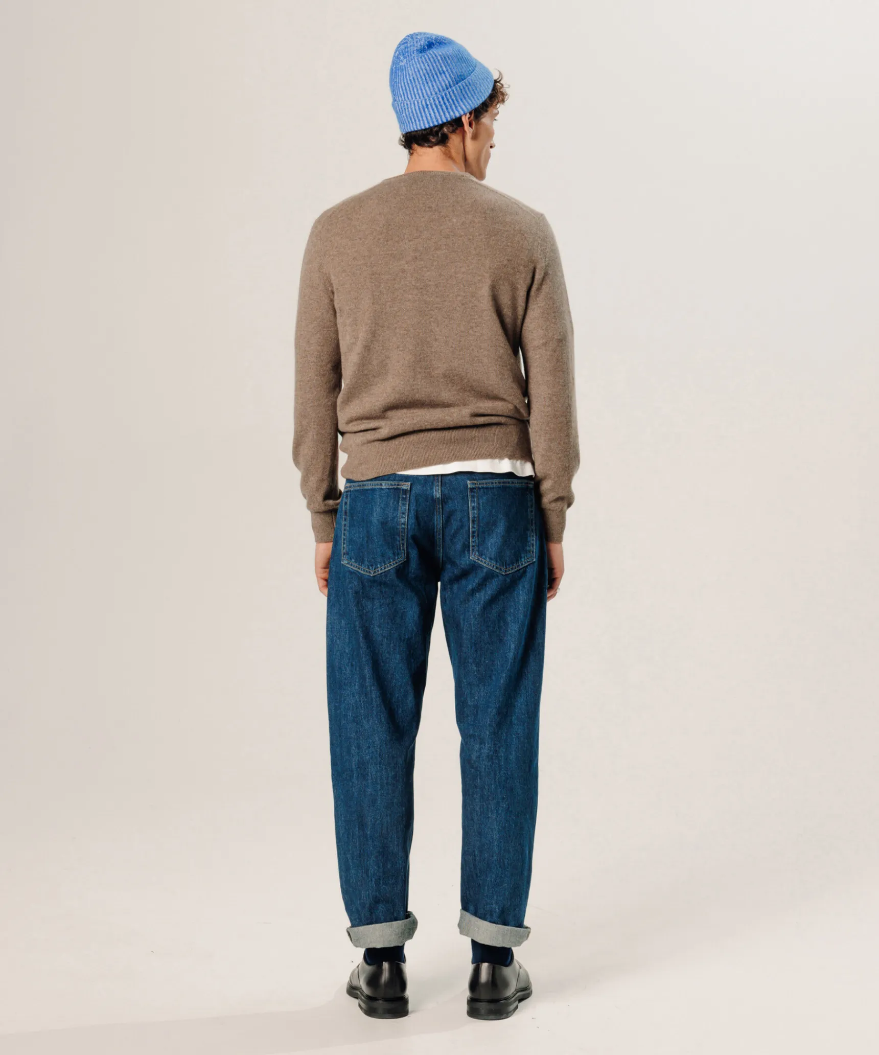Rodier Pull col V en cachemire taupe chiné