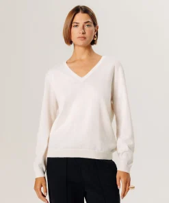 Sale Rodier Pull col V en laine mérinos blanc
