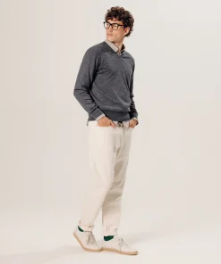 Outlet Rodier Pull col V en laine mérinos gris foncé