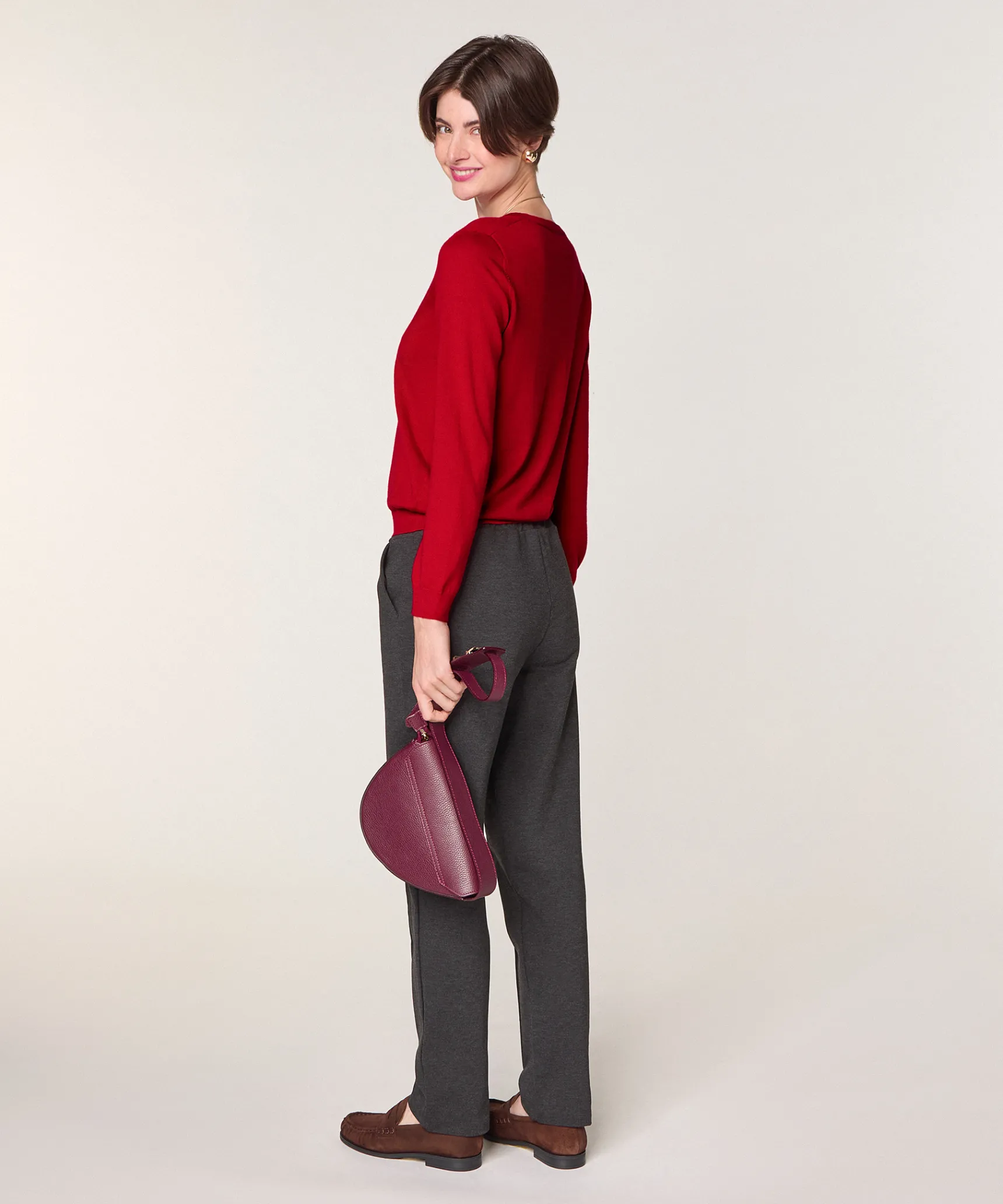 New Rodier Pull col V en laine mérinos rouge