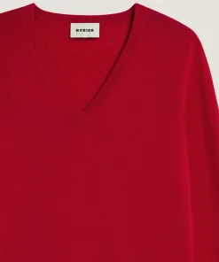 New Rodier Pull col V en laine mérinos rouge
