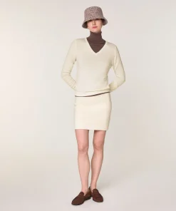 Discount Rodier Pull col V en laine mérinos blanc écru