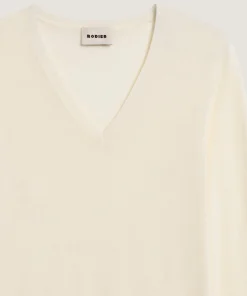 Discount Rodier Pull col V en laine mérinos blanc écru