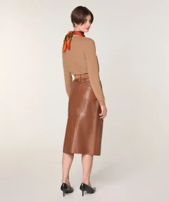 Best Rodier Pull col V en laine mérinos marron camel