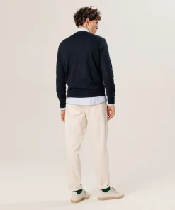 New Rodier Pull col V en laine mérinos bleu nuit