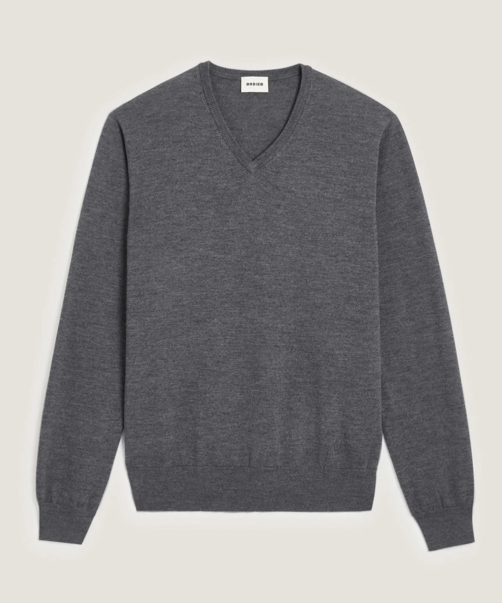 Discount Rodier Pull col V en laine mérinos gris foncé