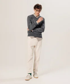 Discount Rodier Pull col V en laine mérinos gris foncé