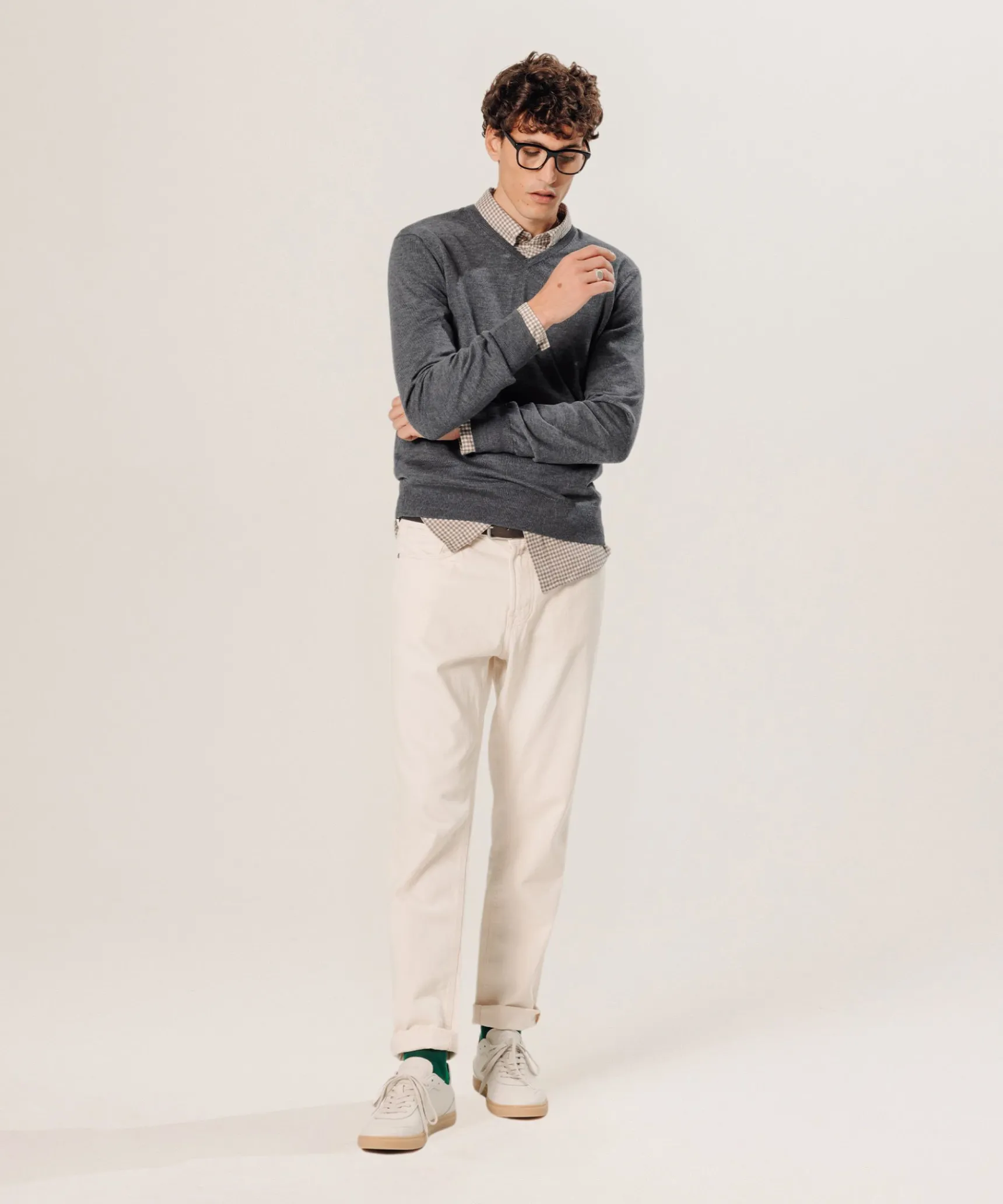 Discount Rodier Pull col V en laine mérinos gris foncé