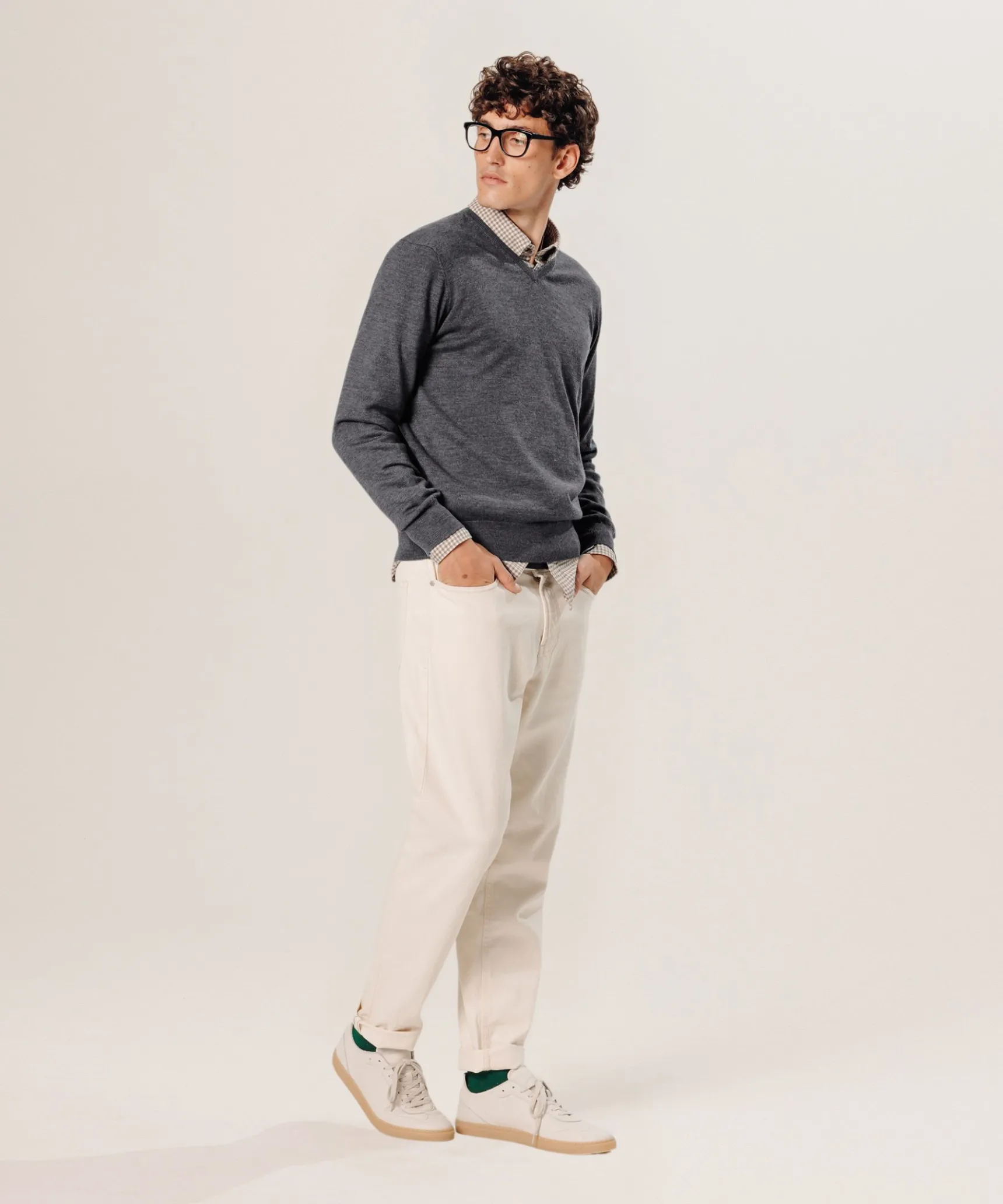 Discount Rodier Pull col V en laine mérinos gris foncé