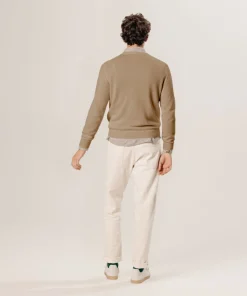 Clearance Rodier Pull col V en laine mérinos beige foncé