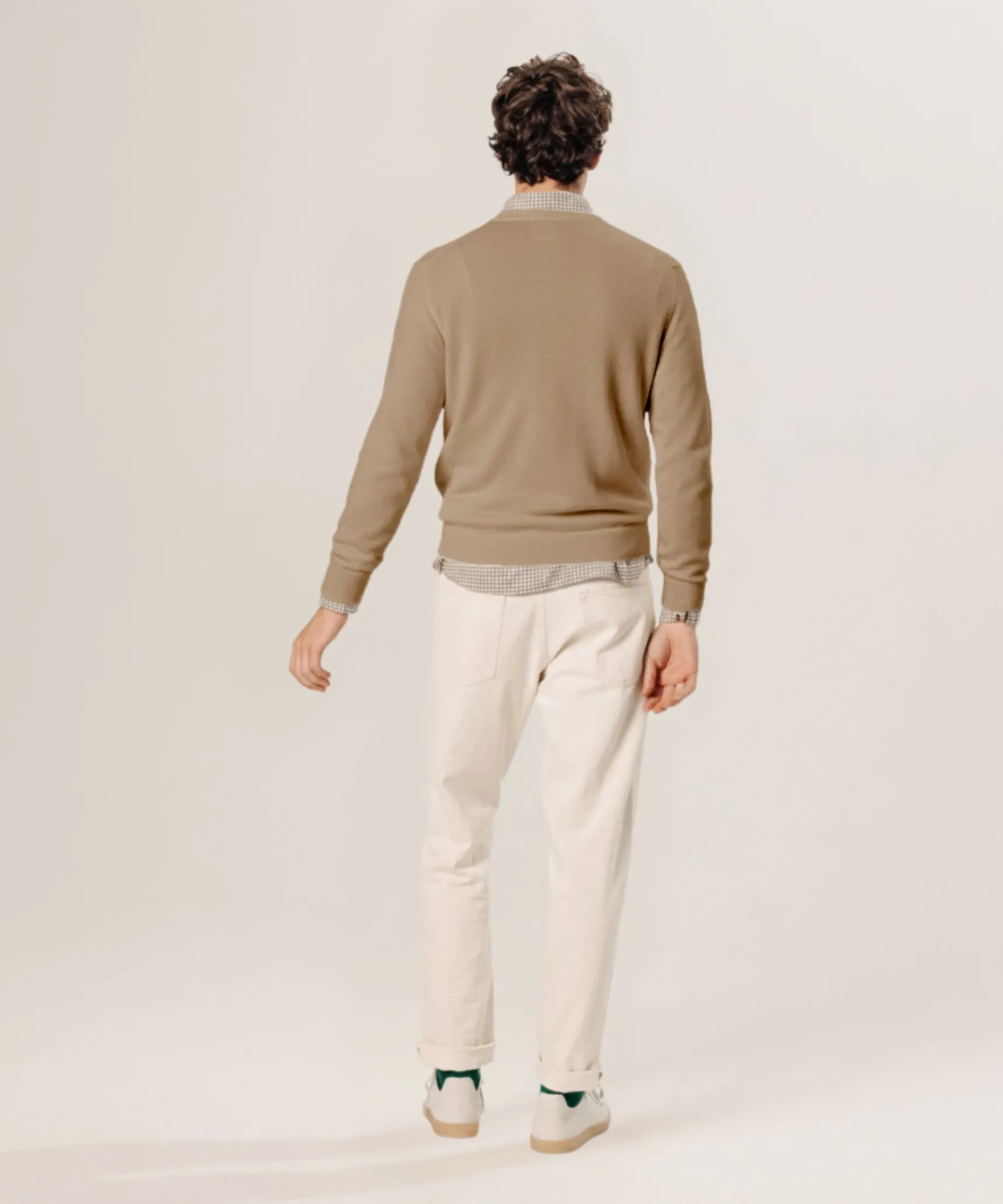 Clearance Rodier Pull col V en laine mérinos beige foncé