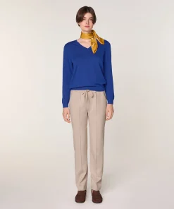Discount Rodier Pull col V en laine mérinos bleu azur