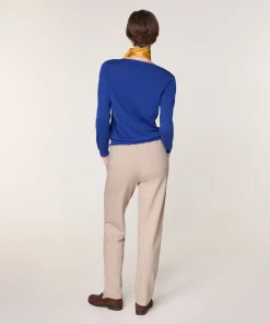 Discount Rodier Pull col V en laine mérinos bleu azur