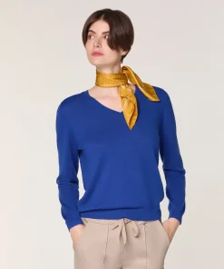 Discount Rodier Pull col V en laine mérinos bleu azur