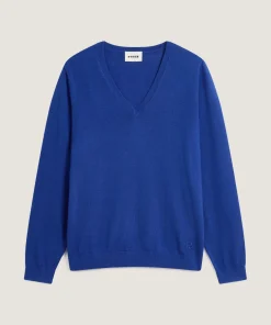 Discount Rodier Pull col V en laine mérinos bleu azur