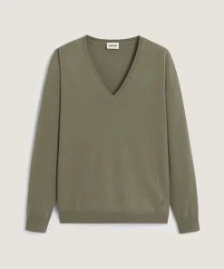 Discount Rodier Pull col V en laine mérinos vert olive