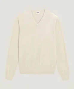 Rodier Pull col V en laine mérinos blanc écru