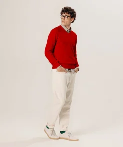 Rodier Pull col V en laine mérinos rouge
